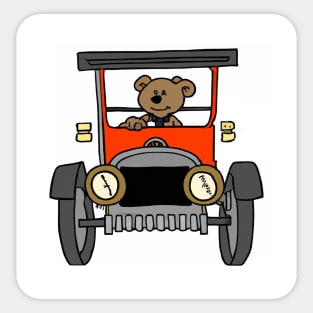 Teddy Bear Driving a jalopy Sticker
